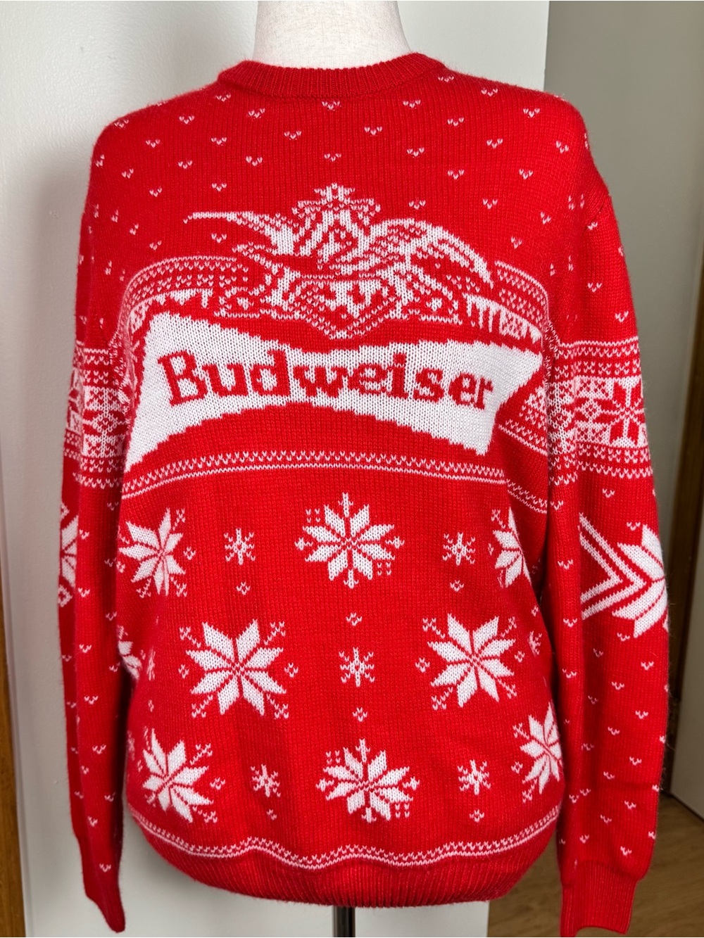 Budweiser Men's Red Holiday Knit Sweater